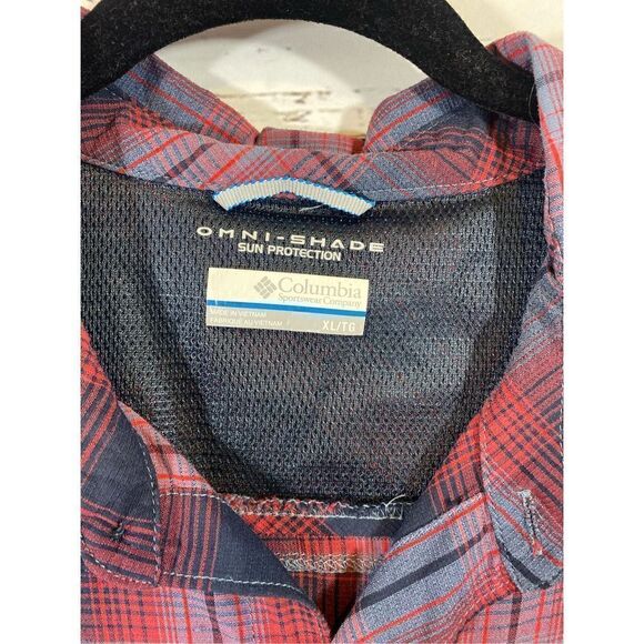 Columbia Omnishade Red and Grey L/S Mens Shirt Size Large - Picture 3 of 4